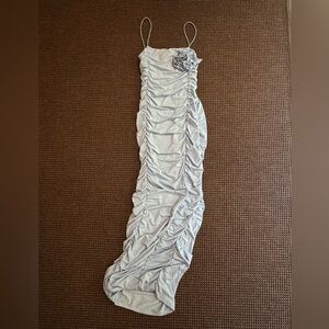 Elegant Light Blue Ruched Gown (M)